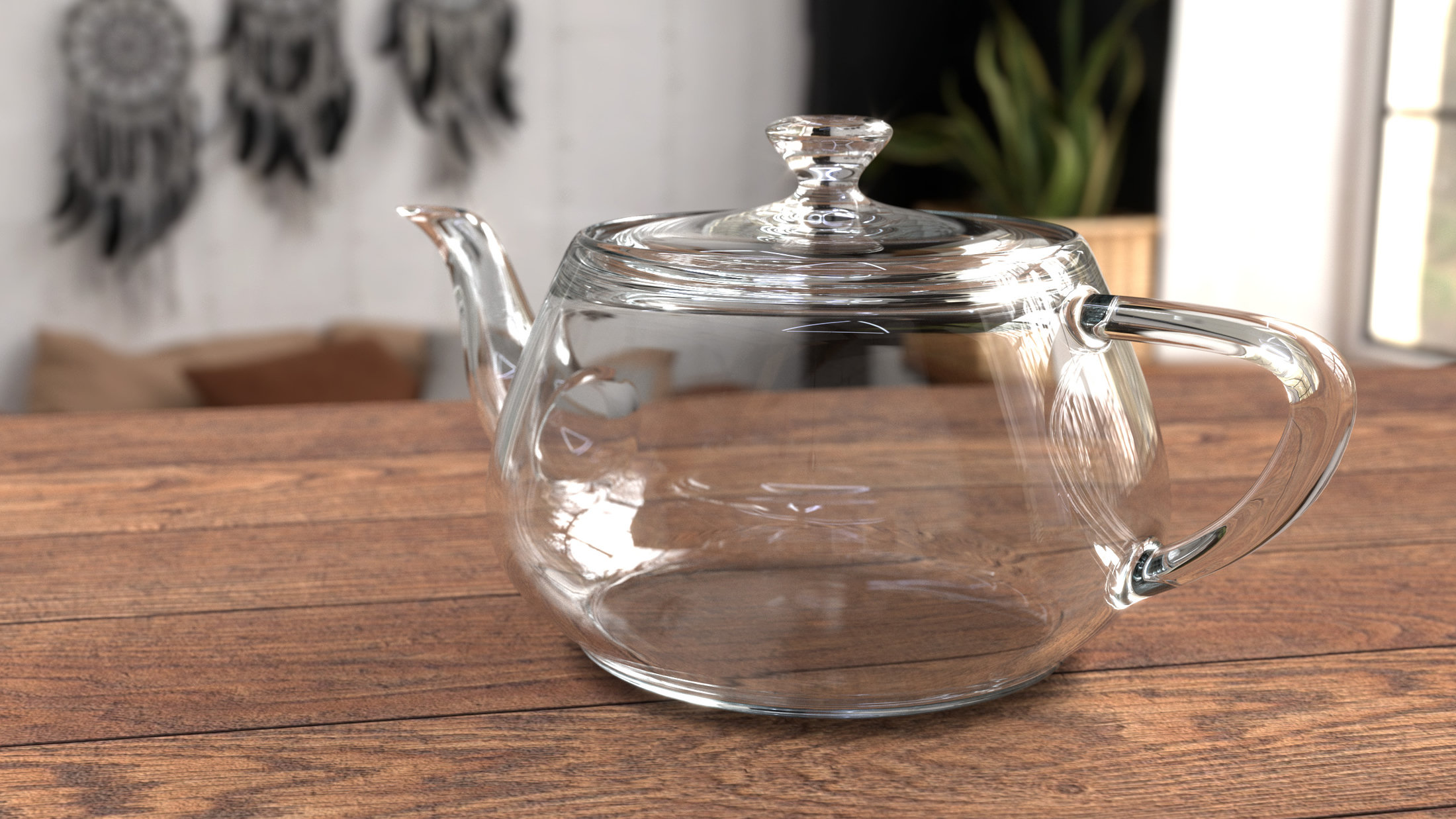 3d rendering of a teapot made of glas